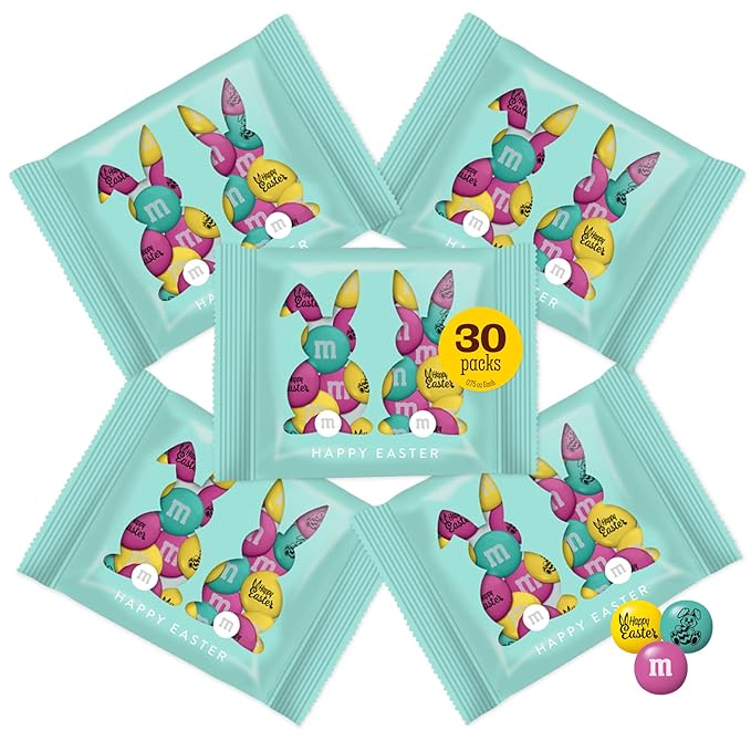 M&ampM'S WORLD Easter Milk Chocolate Candy Favors Festive Spring Themed Treats in sharable favor packs Perfect for Egg Hunts Basket Fillers Party Favors and Seasonal Snacking
