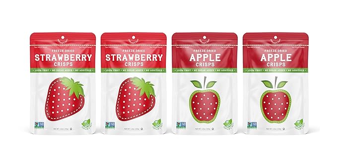Nature’s Turn Freeze-Dried Fruit Snacks Strawberry and Apple Crisps Pack of 4 (1.2 oz Each)