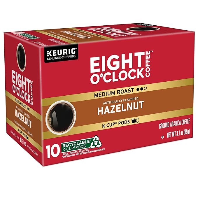 Eight O'Clock Coffee Hazelnut Single-Serve Coffee K-Cup Pods Medium Roast 60 Count