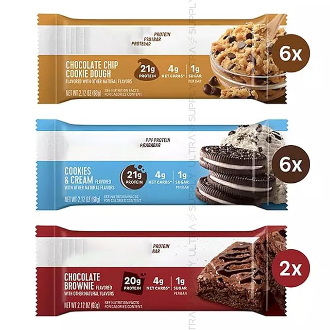 Quessts Protein Snack Bars – High Protein Low Sugar Brain Boosting Functional Fuel (14 Count) – Chocolate Lovers Variety with Cookies &amp Cream Brownie &amp Dough Flavor