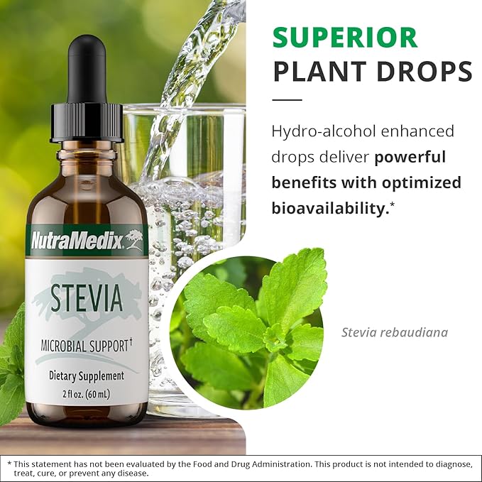 NutraMedix Sweet Leaf Stevia Liquid Drops - Sugar Free Sweetener from Pure Stevia Leaf Extract for Microbial Support - Low Carb No Added Sugar (2 oz / 60 ml)