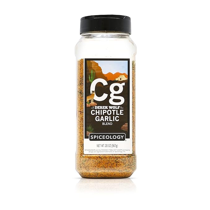 Spiceology &amp Derek Wolf - Chipotle Garlic Seasoning - Southwest Barbeque Rubs Seasonings and Spice Blends - Use On: Pork Wings Eggs Chicken Beef Ribs Tacos and Vegetables - 20 oz