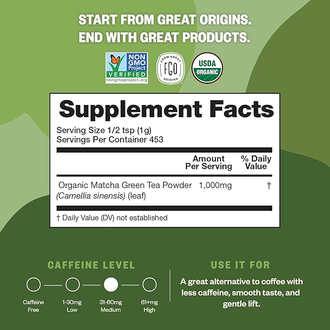 FGO Organic Matcha Green Tea Powder Japanese Culinary Grade for Cooking Baking and Smoothies 4 Ounce Resealable Bag Packaging May Vary (Pack of 1)