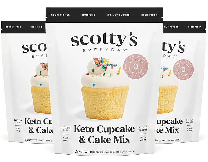 Keto Cupcake &amp Cake Zero Carb Mix 10.6oz 3-Pack and Allulose &amp Monk Fruit Zero Calorie Sugar Replacement 4lb Bundle