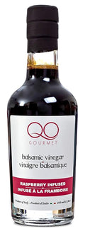QO Gourmet Thick Flavored Aged Dense Balsamic Vinegar of Modena | High Density RASPBERRY Infused Italian Vinegar | 250ml/8.45 fl.oz. | All Natural | Produced &amp Bottled in Modena Italy