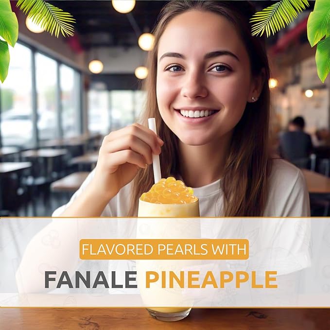Fanale Popping Boba Pearls for Bubble Tea - 7 lb |Pineapple Flavor | Bursting Boba Pearls Bubble | Fruit Juice Flavor for Shakes Dessert Smoothie