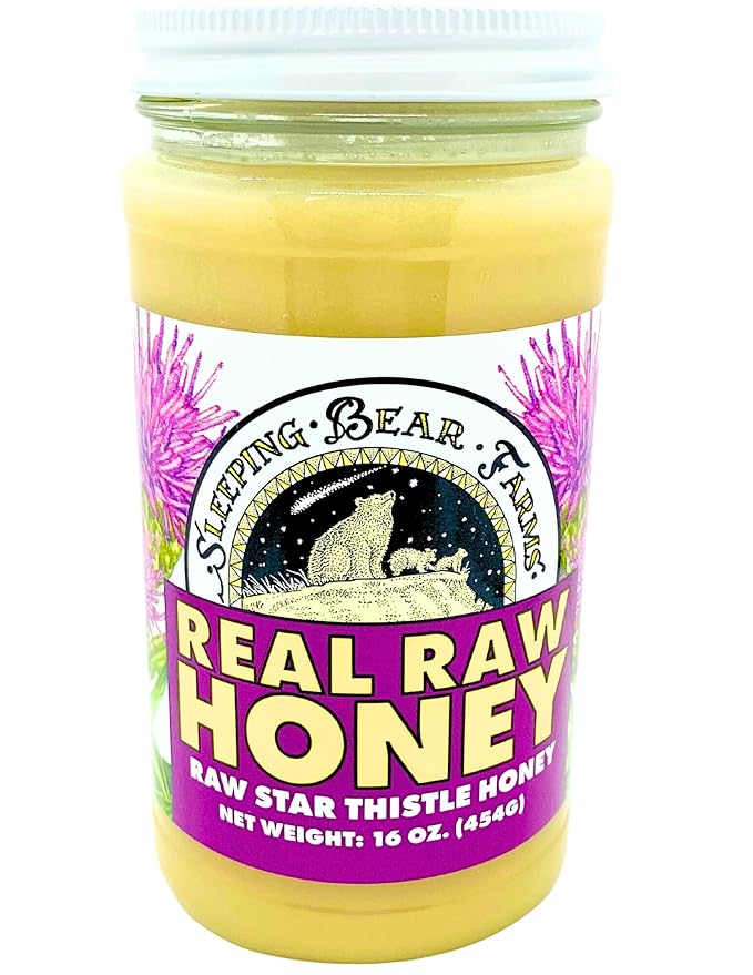 One Pound (16oz) Glass Jar Real Raw Star Thistle Honey From Michigan Beekeepers