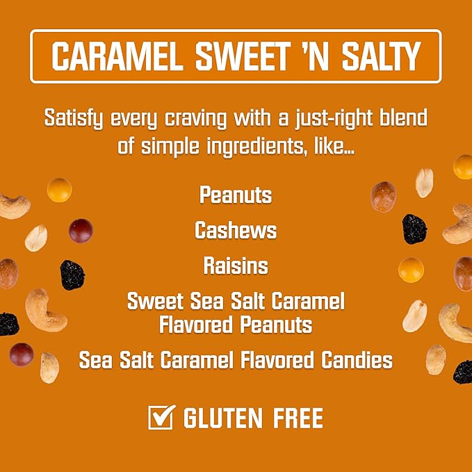 Kar’s Nuts Caramel Sweet ‘N Salty Trail Mix 5.5 oz Resealable Pouch (Pack of 12) Gluten-Free Trail Mix Snack