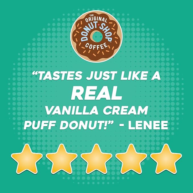 The Original Donut Shop Vanilla Cream Puff Coffee Keurig Single Serve K-Cup Pods Medium Roast Coffee 60 Count (6 Packs of 10)