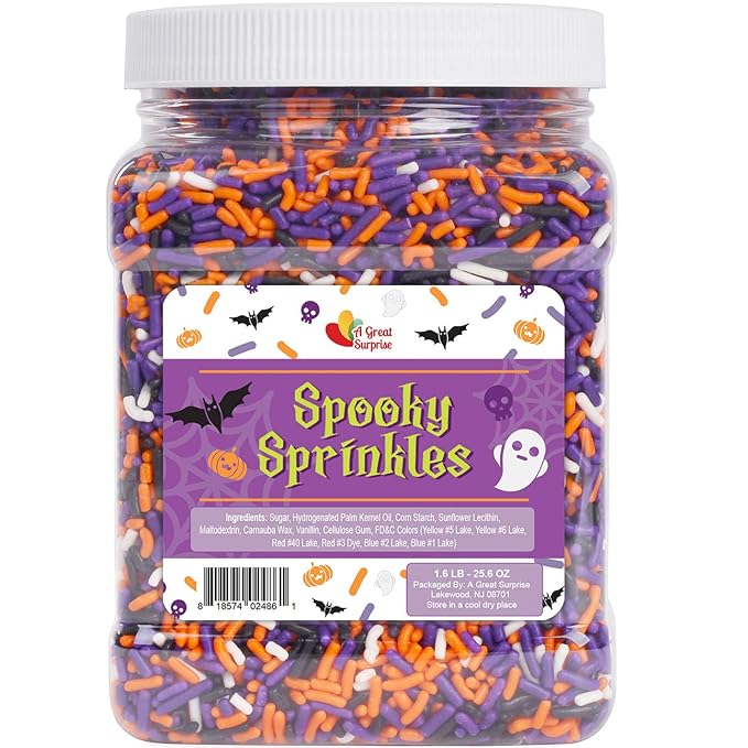 Halloween Sprinkles - Bulk Sprinkles - 1.6 LB - Orange Black Purple and White Jimmies
