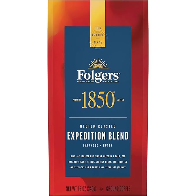 Folgers 1850 Expedition Blend Medium Roast Ground Coffee 12 Ounce