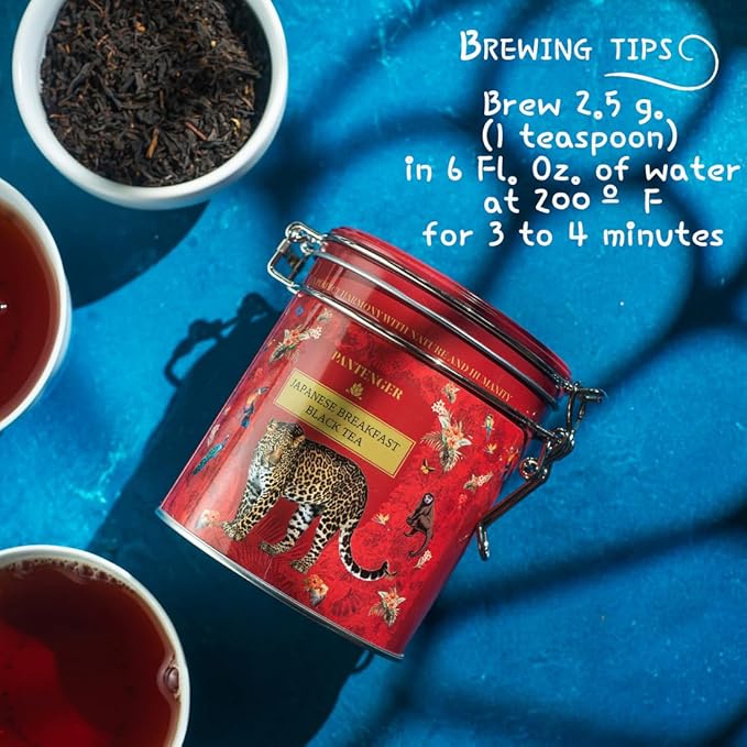 Organic Japanese Black Tea | Loose Leaf. 3.5 Ounce (50 Servings) | USDA Organic Black Breakfast Tea Leaves from Japan. Black Tea Loose Leaf. By Pantenger