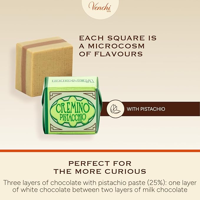 Venchi - Pistachio Cremino Chocolates Pistachio and Gianduia Flavor Chocolate Candy Bulk Gluten-Free 2.2 lb Bag