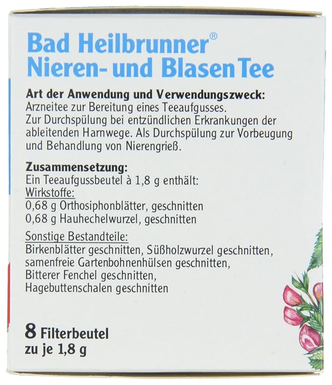 Bad Heilbrunner Nieren und Blasen Tea / kidney and bladder tea(4 Packs each 8 Teabags) - fresh from Germany