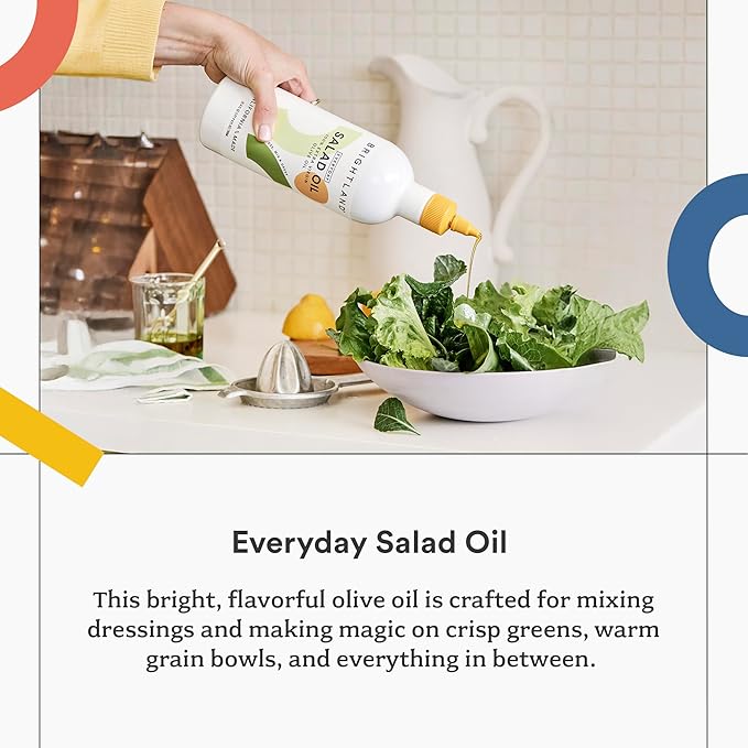 Brightland 100% Extra Virgin Oilive Oil Set Everyday Cooking Set - Salad Oil &amp Cooking Oil for Tossing Mixing Dressing High-Heat Sauteing Roasting Grilling &amp Baking - 25.4 FL Oz Squeeze