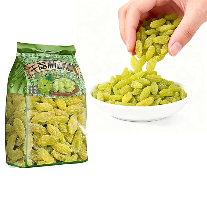 500g Plump Green Seedless Raisins - Soft &amp Sweet Dried Fruit Snack Ready To Eat No Washing Perfect For Baking Oatmeal Yogurt