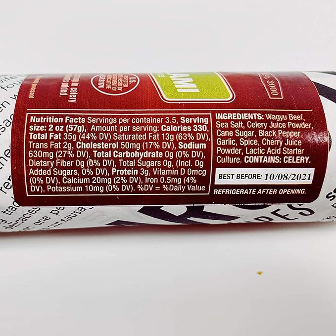 Wagyu Dry Beef Uncured Salami Mild Blend of Spices pack of 2