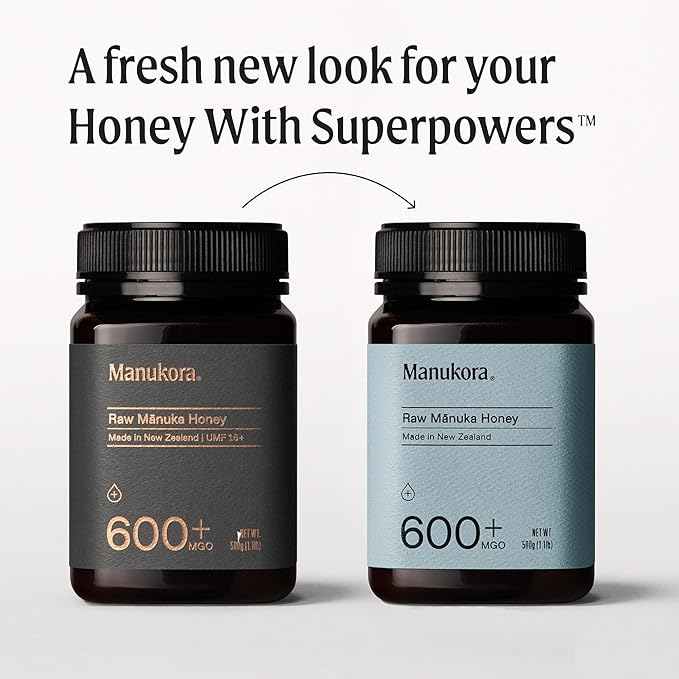 Manukora Raw Manuka Honey MGO 600+ from New Zealand Non-GMO Monofloral Traceable from Hive to Hand Daily Immune Support - 500g (1.1 Lb)