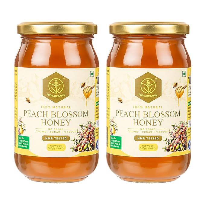 Shiva Organic's Peach Blossom Honey - Pure Raw Unfiltered (35.27 Ounces (1000g) Peach Blossom Honey)