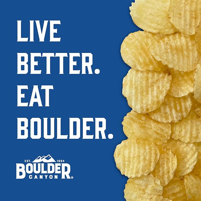 Boulder Canyon Classic Sea Salt Flavored Potato Chips Made With Avocado Oil Canyon Cut Gluten Free 5.25 Ounces (Pack Of 12)