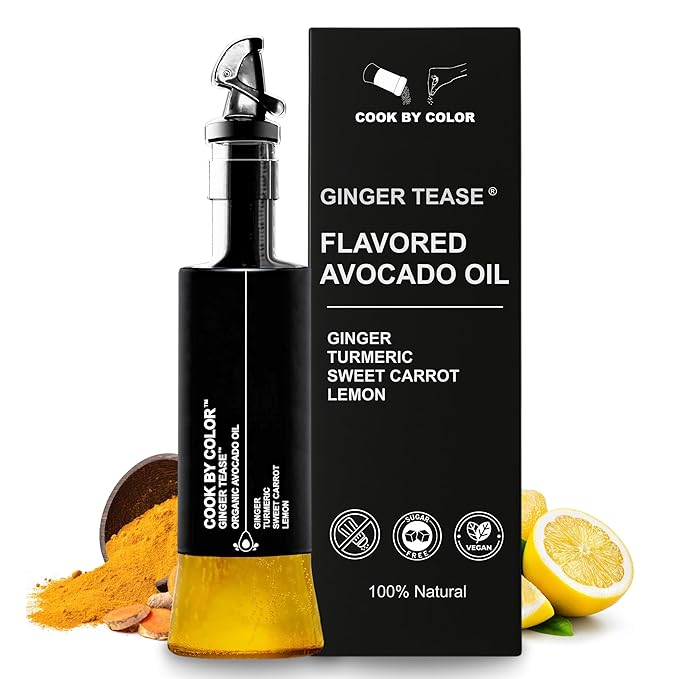 Flavored Cold Pressed Avocado Oil for Cooking Organic Avocado Oil Cooking Oil for Keto Vegan Kosher No Sodium GMO MSG or Additives Frying Oil 350 mL 11.8 Fl Oz Ginger Tease Flavor