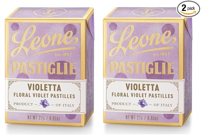 Leone. Violet Candies tin. 30g (1.06oz). Pack of 2