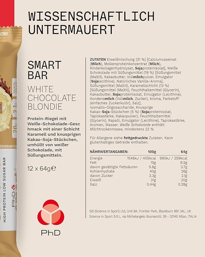 Smart Bar White Choc Blondie - 12 Bars