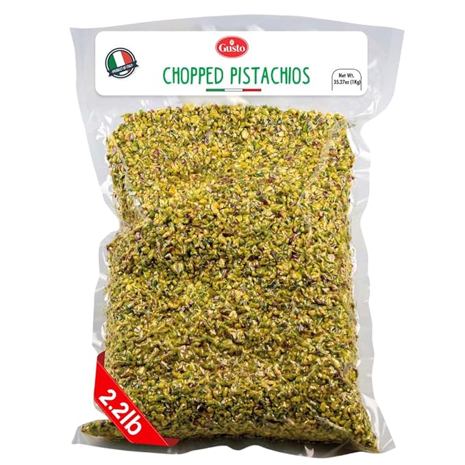 GUSTO ETNA Pistachios Chopped 35.3 oz (1kg) Sicilian Raw Pistachio Crumbles Cryo Sealed Ice Cream Topping Nuts Product of Italy Bronte Sicily Italy