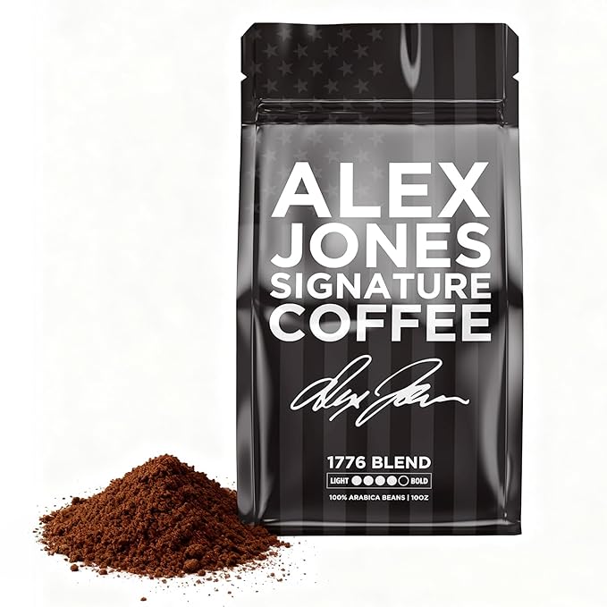 Alex Jones Naturals Organic Dark Roast Arabica Coffee - Signature 1776 Blend - Bold Smooth &amp Rich Flavor with Clean Finish – Freshly Roasted Colombian and Brazilian Coffee – 10 oz Bag