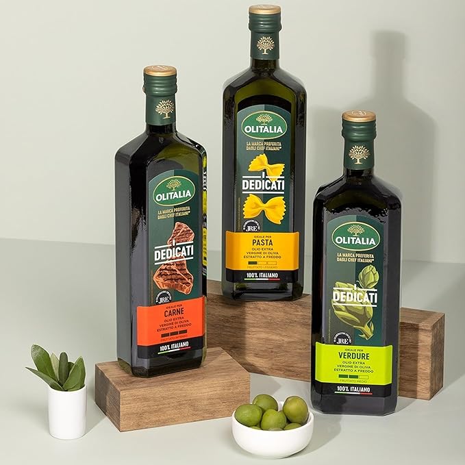Olitalia Extra Virgin Olive Oil – Meat Pasta and Vegetables Flavor Booster (3 Pack) – EVOO Polyfenol – Extracted and Bottled in Italy - Dressing and Marinate – Organic Cold Pressed
