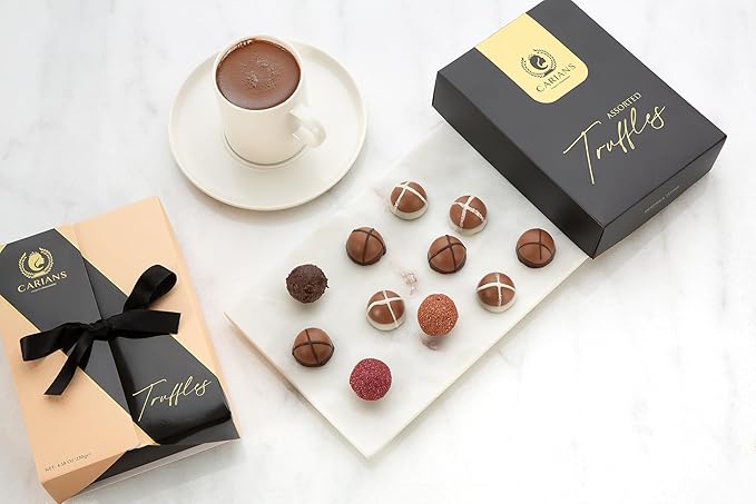 CARIANS Chocolate Gourmet Truffles Box Chocolate Gift Box Box of Candy Assorted Luxury Chocolate Basket Dark Milky Hazelnut Truffles Great for Gift Giving and Anniversary 11 Pcs.