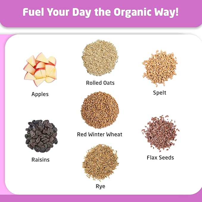 Farm to Table Foods Organic Apple Raisin Whole Grain Oatmeal – High Fiber &amp Protein All Natural - 20 lb. Bag