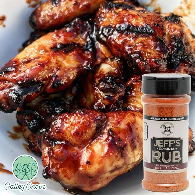 Jeff's Original Rub All-Purpose BBQ Seasoning 5.4 oz Bottle (2-Pack) Grill or Smoker - Pork Chicken Ribs Brisket Steak Seafood Vegetables - Bundle With Galley Grove Sugar-Free Breath Mints