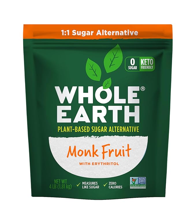 WHOLE EARTH Monk Fruit Sweetener with Erythritol Plant-Based Sugar Alternative 4LBS