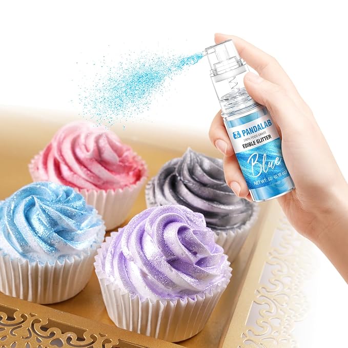 Edible Glitter Spray – Pandalab Food Grade Drink Shimmer Powder Luster Dust Spray for Cocktails Cakes Cupcakes Chocolate &amp Baking Blue Red Black Purple 5g / Bottle