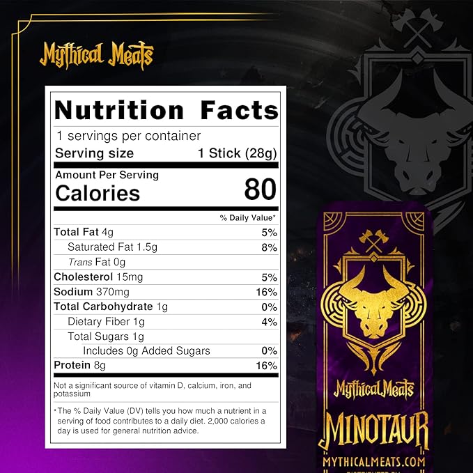 Mythical Meats Humanoid Flavor Minotaur 12-Pack Snack Sticks – Jalapeno Pork – Dried &amp Dehydrated Meats Seasoned to Perfection – High Protein Snacks