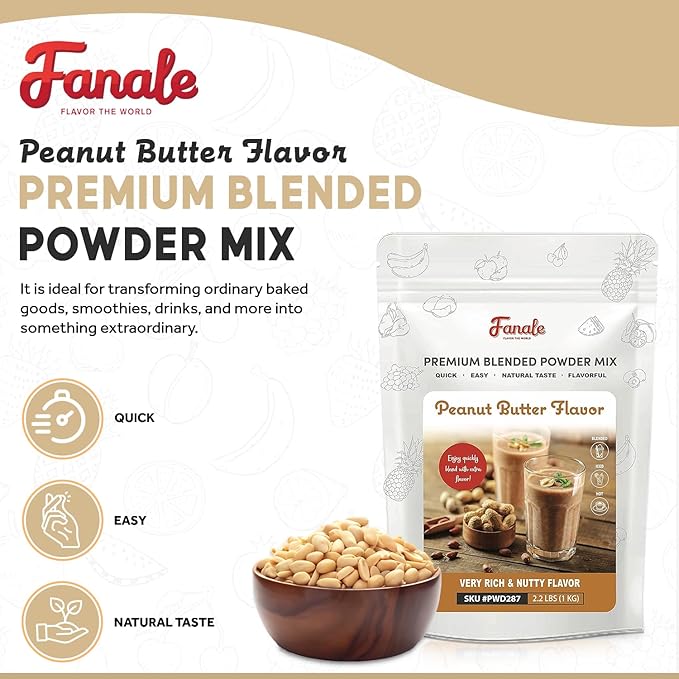 Fanale Premium Peanut Butter Bubble Tea Flavoring Powder | Perfect for Baking Smoothies Desserts and Drinks | Instant Flavoring Powder for Boba Milk Tea - 2.2 Pounds (Pack of 1)