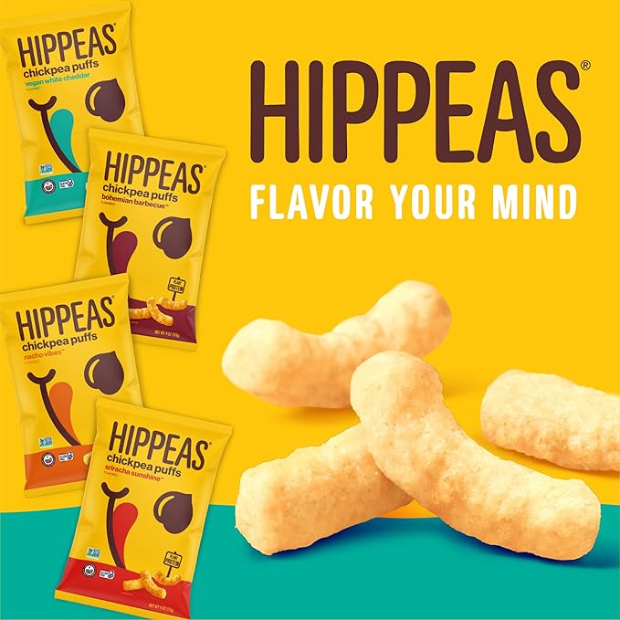 Hippeas Chickpea Puffs Flavor Blast: Blazin' Hot 0.75 Ounce (Pack of 18) 3g Protein 2g Fiber Vegan Gluten-Free Crunchy Plant Protein Snacks