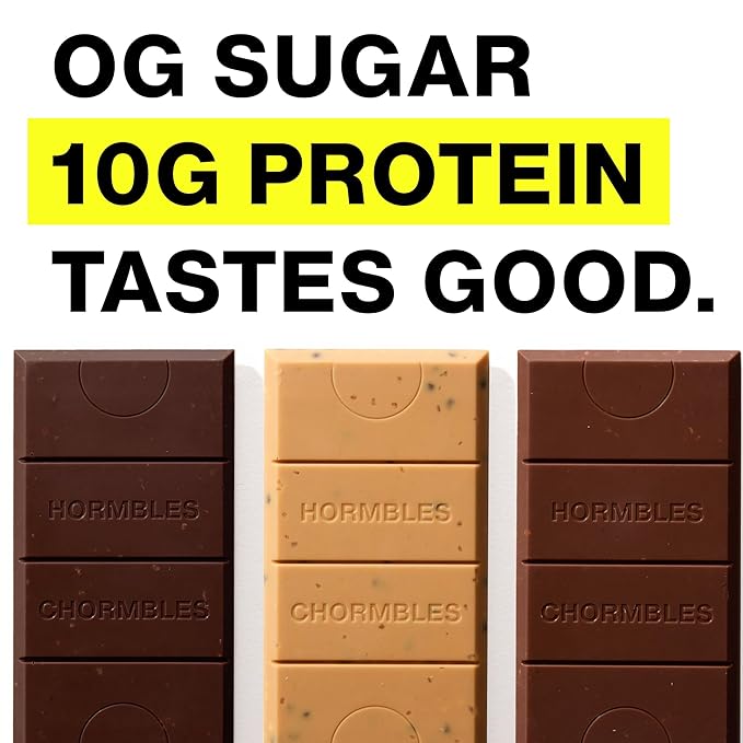 Hormbles Chormbles Protein Candy Bars Variety Pack 10g Protein 0g Sugar Milk Chocolate Peanut Butter Salted Fudge Candy With Crunchy Pieces Sugar Free Snacks or Dessert 9 Pack