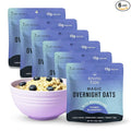 Mushroom Overnight Oats (6 Pack) Superfood Lions Mane Mushroom Chia &amp Flax Seed - Organic Protein Oatmeal - High Fiber Vegan Gluten Free Low Sugar - Easy Prep Plant Protein - Blueberry