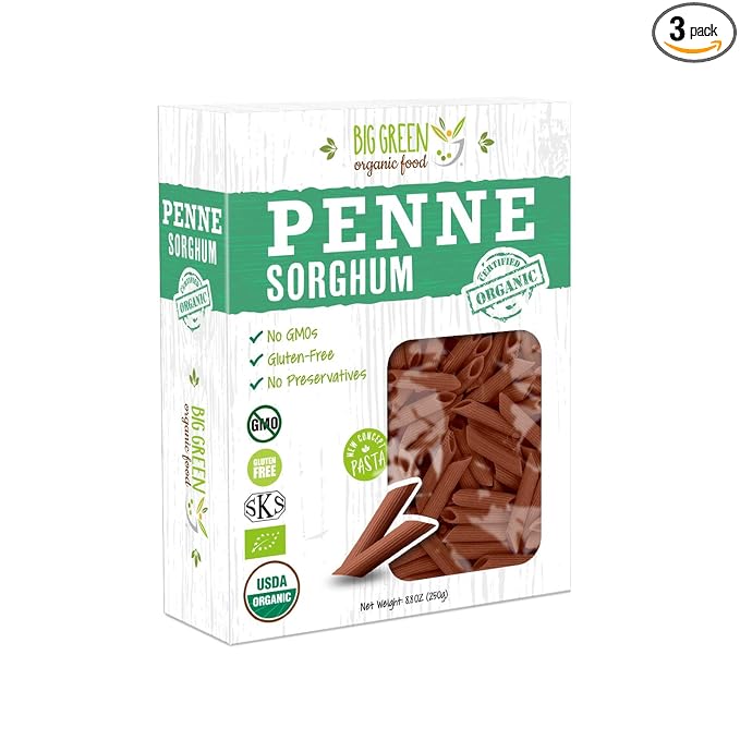Big Green Organic Food- Organic Sorghum Penne 8.8oz Gluten-Free Non-GMO Vegan (3)
