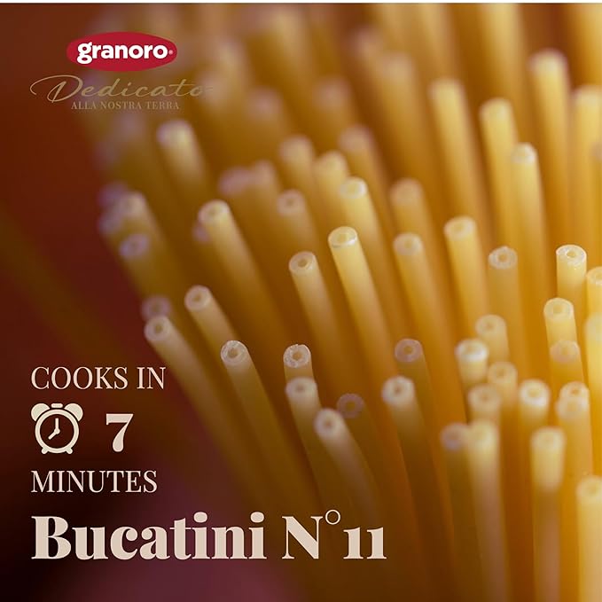 Granoro Dedicato Bucatini #11-Authentic Italian Pasta Made from 100% Puglia Durum Wheat Semolina Non-GMO Vegan 1 lb Bags (Pack of 4)