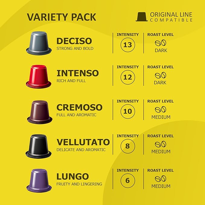 GIMOKA 100 Espresso Coffee pods Variety Pack compatible with Nespresso® Original Machines Italian Espresso pods.