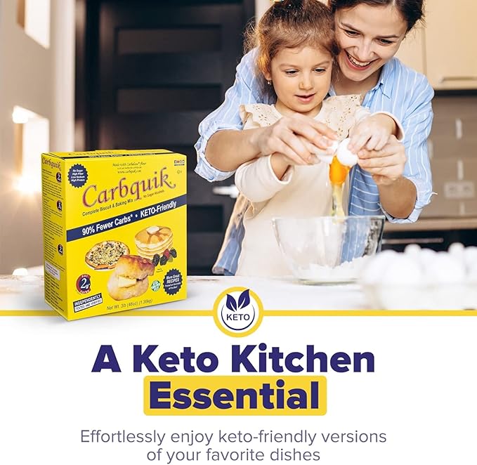 Carbquik Biscuit &amp Baking Mix (3 lb) Mix for Keto Pancakes Biscuits Pizza Crust Bread and More - Keto Food - No Sugar - Low Carb - Nut Free - Quick and Easy Keto Friendly Substitute for Tradit
