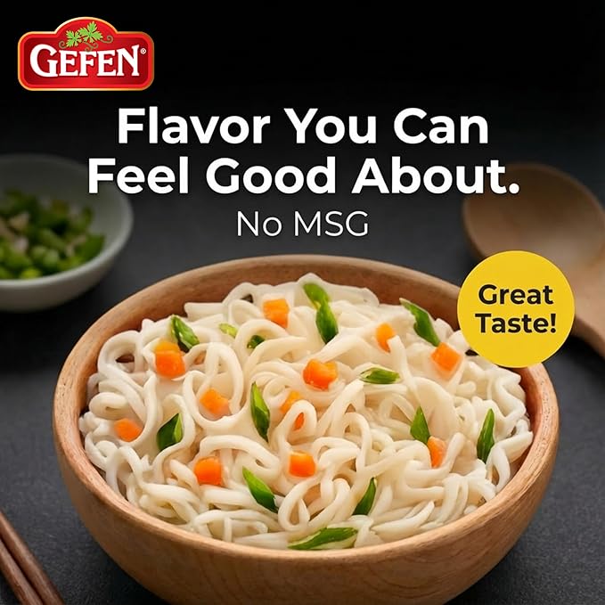 Gefen Gluten Free Instant Rice Noodle Soup Cup 2.3oz (12 Pack) | No MSG Imitation Chicken Soup Flavor Made with Rice Noodles Dairy Free Meat Free Kosher Just Add Hot Water &amp Serve