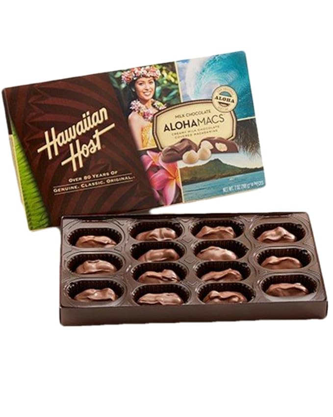 Hawaiian Host Alohamacs Milk Chocolate The Original Chocolate Covered Macadamia Nut 42 Ounce - SET OF 2