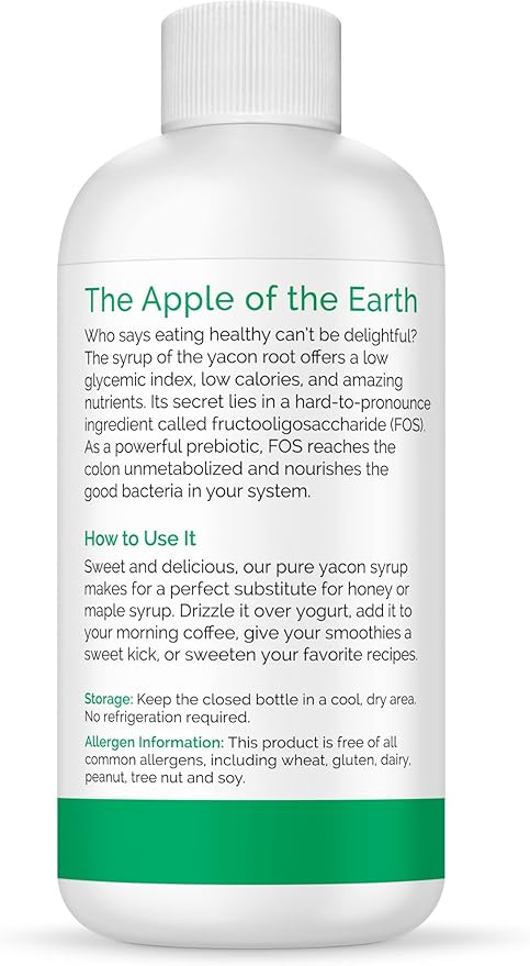Organic Yacon Syrup - Award-Winning 100% Pure Paleo-Certified Prebiotic Fiber Liquid Natural Sweetener Non GMO Pure Yacon Root Superfood - Natural Diet Aid (8 Fl Oz 2 Pack)
