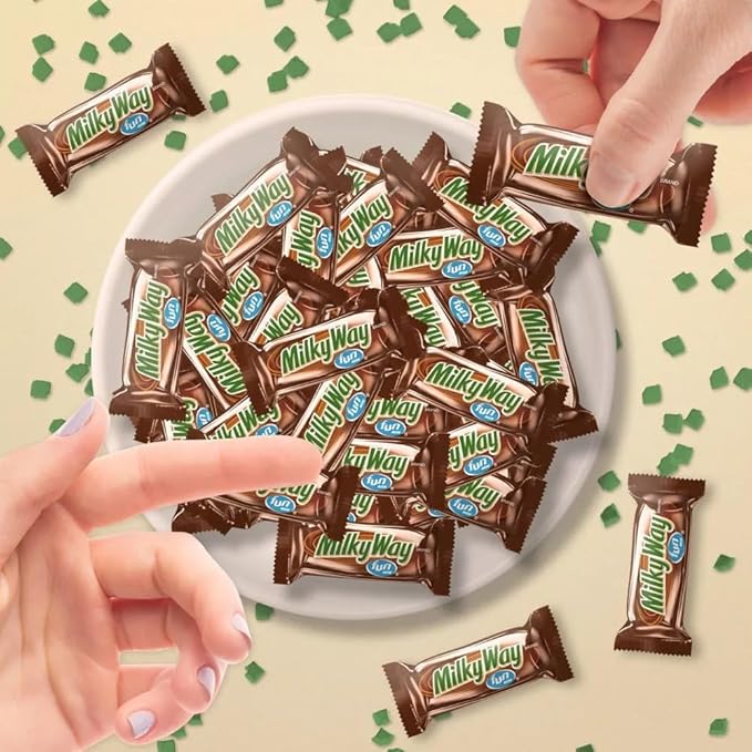 Candykrave Milky Way Fun Size Chocolate Candy Bars - 2LB (50+ Pieces) Bulk Individually Wrapped Halloween Chocolate candy bar Delicious bulk candies for Easter Halloween &amp All Occasions