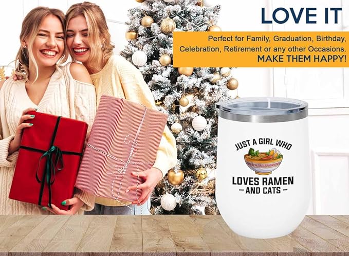 Ramen Lover White Edition Wine Tumbler 12oz - Just a girl who loves - Food Lovers chicken pumpkin vegan pantry spicy noodles