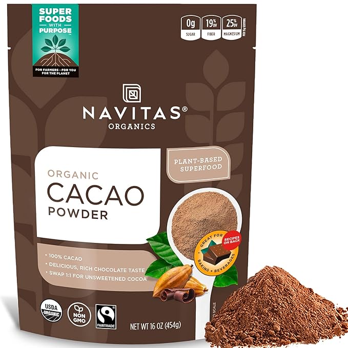 Navitas Organics Cacao Powder Bags 30 Servings 1 Pound (Pack of 1) 16 Ounce